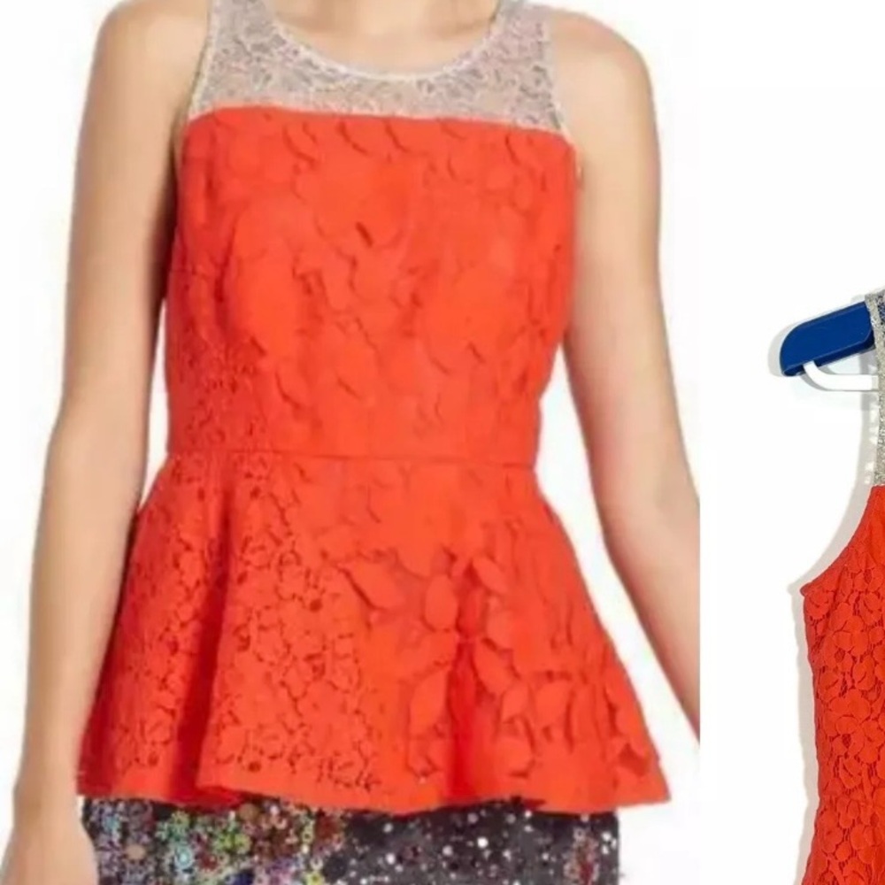 Moulinette Soeurs Glitzen Lace Peplum Top Size 8‎